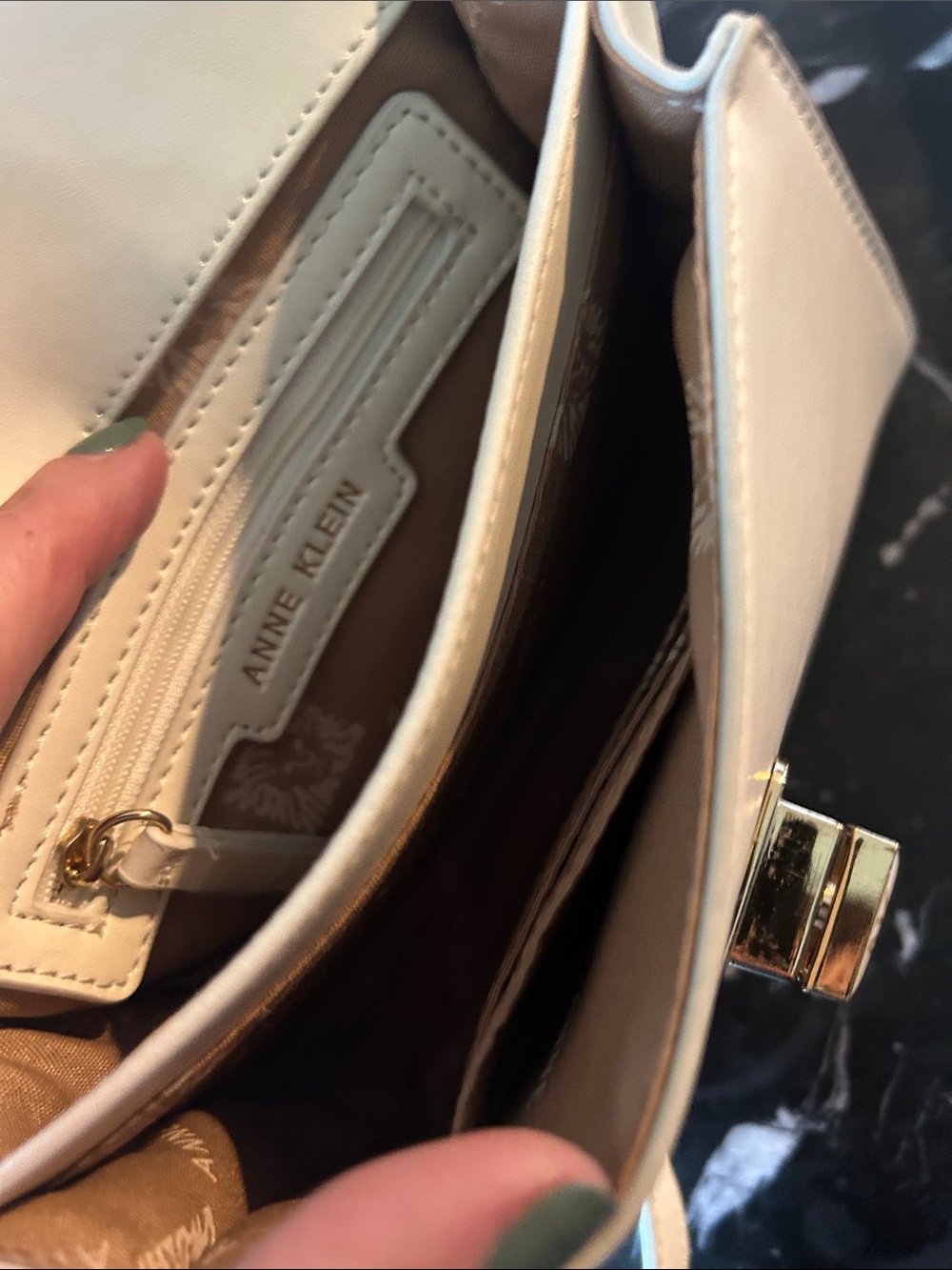 Anne Klein White Leather Crossbody Top-Handle Bag - Picture 4 of 7